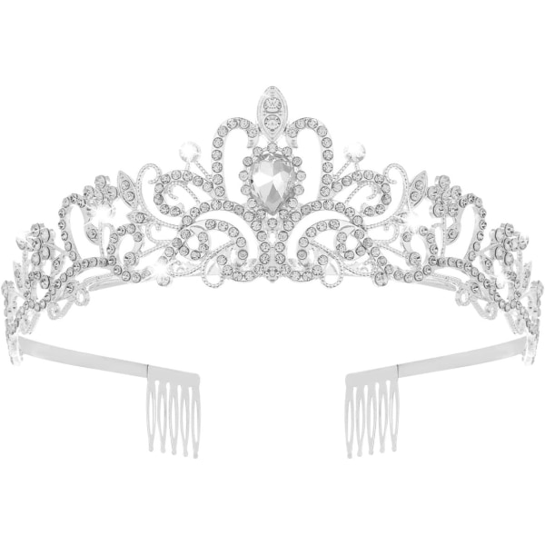 Crystal Rhinestone Tiara Crown med kam för prinsessan Kvinnors brud bröllopsfödelsedag
