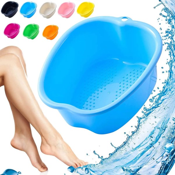 Stor fotbadskål, stabil fotbassäng i plast för pedikyr (blå)