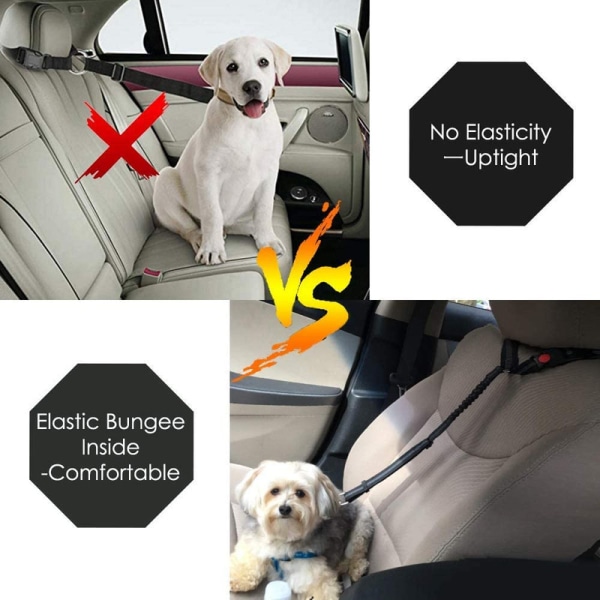 Universal hundsäkerhetsbälte för nackstöd för bil - 2-pack (svart)