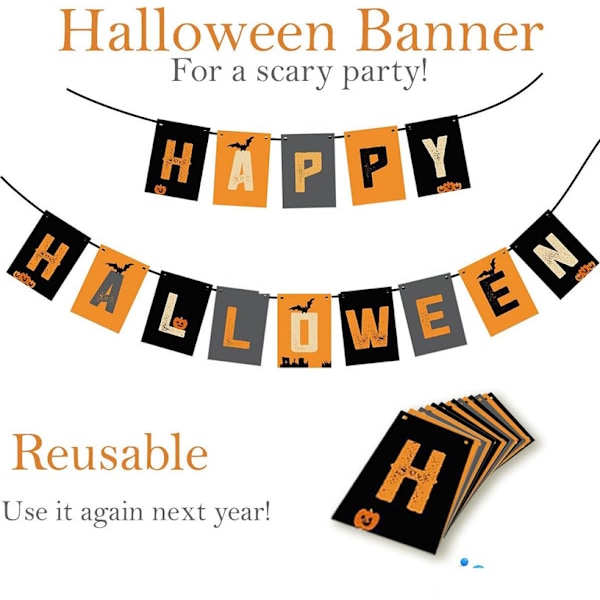 Halloween Dekorationer Inomhus Set XXL Glad Halloween Banner, Pumpa Spindel Girlander,