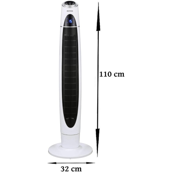 Turmfläkt | 3 nivåer | jonisator | 3 lägen | 60 watt |12 timmar