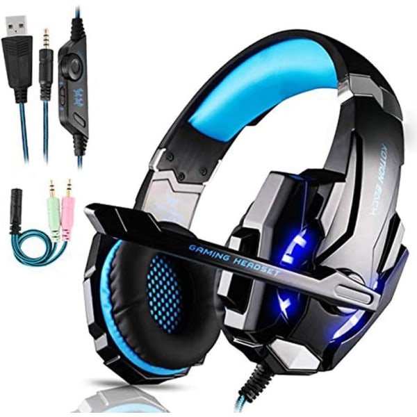Stereo Gaming Headset for PS4,PS5,Xbox One,PC with Noise-Cancelling Mic(Blue)
