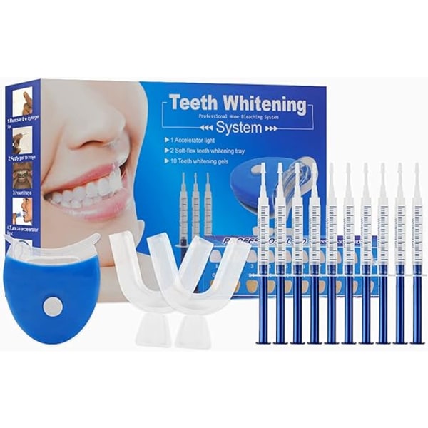Tandblekningskit, Tandblekningsgel, Tandvårdssats för hemmet Vita tänder med LED-ljus