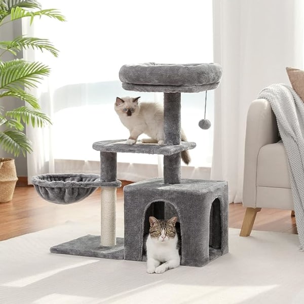 Cat Tree for Small Cats, Plush Cat Tower with Big Cat House