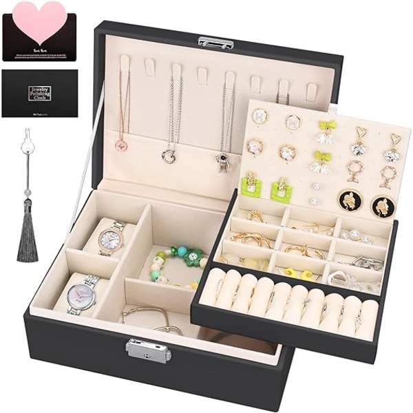 Jewelry Box for Women Jewellery Box with 2 Drawers,