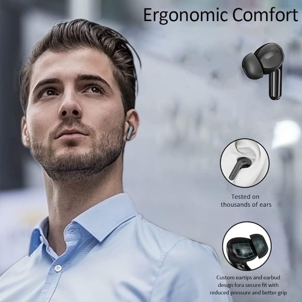 Bluetooth-hörlurar, in-ear-hörlurar, trådlösa hörlurar med klara mikrofoner, Bluetooth 5.0-hörlurar, IPX6