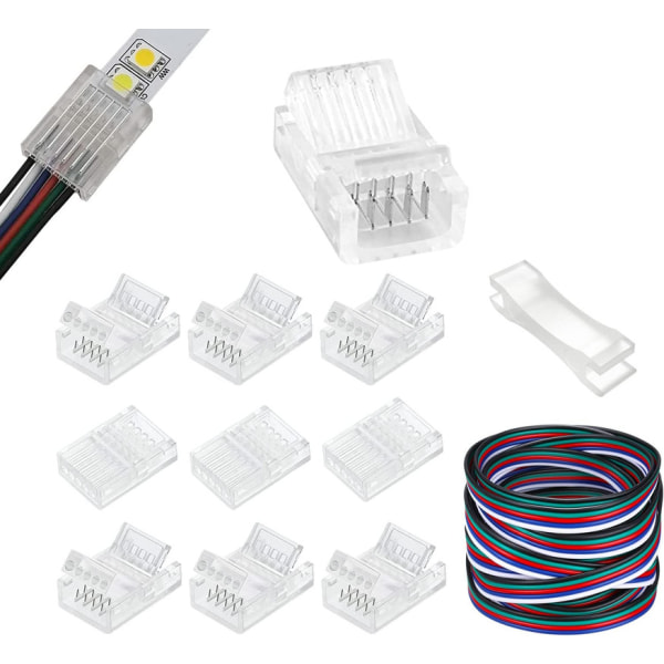 5-stifts LED-kontakter, 10 mm breda, trådlösa, mellanrum utan mellanrum,