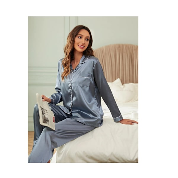 Contrast Binding Satin Pajama Set 40/42 (L)