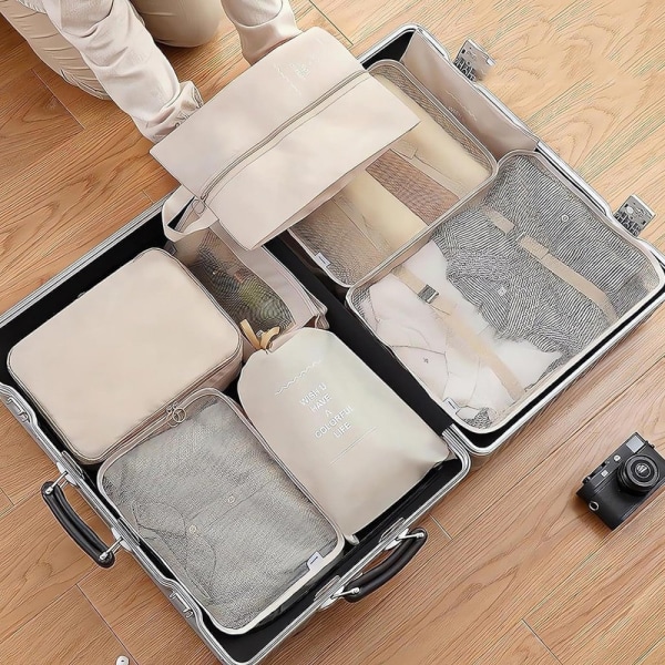 8-delad resväska, Comius Sharp plaggpåsar, packningskuber, packpåsar,