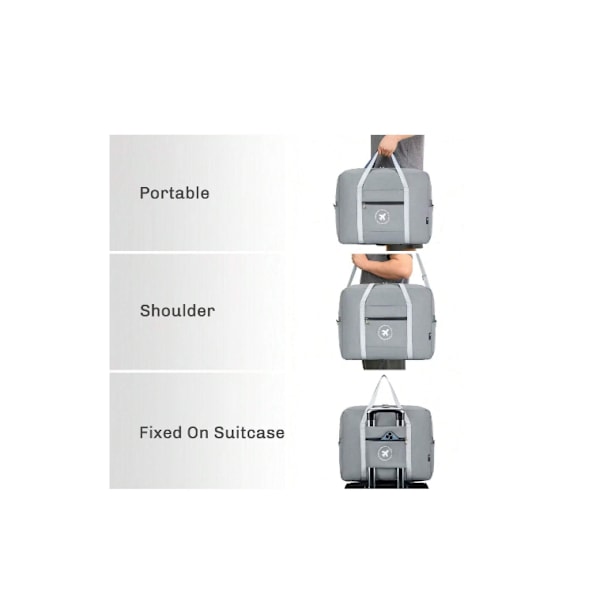 Cabin Bag 45x36x20 Ryanair Foldable Travel Duffle Bag Carry-On Hand Luggage Grey