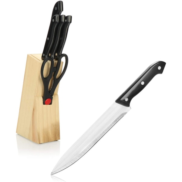 kitchen knife set, wooden knife block, magnetic stainless steel