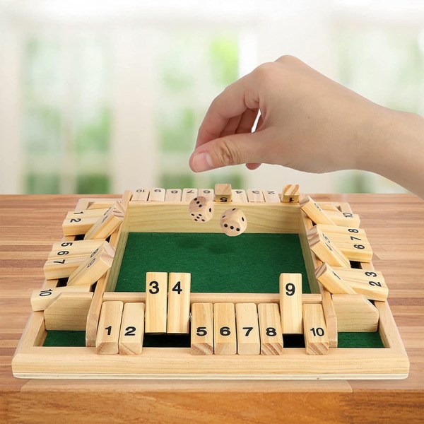 Shut the Box Brädspel Träleksaker 4-spelares tärningsbrädspel för familjer