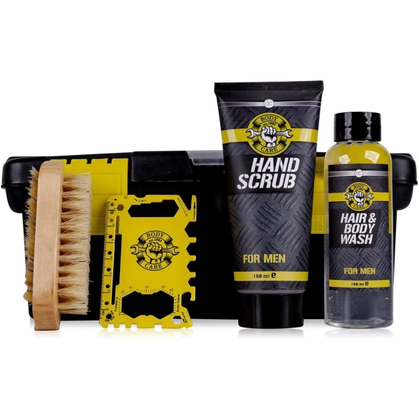 Presentbox Bad- och kroppsverktyg för män, schampo och duschgel Handskrubb nagelborste i trä