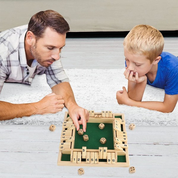 Shut the Box Brädspel Träleksaker 4-spelares tärningsbrädspel för familjer
