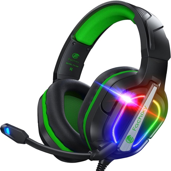 FC200 Gaming Headset för PS4/PS5/PC/Xbox/Nintendo Switch, Xbox Headset med RGB-ljus