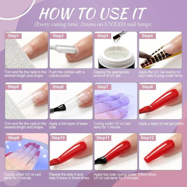 Gel nagellackskit med lätt UV 36W nageltork, komplett semipermanent nagellackskit