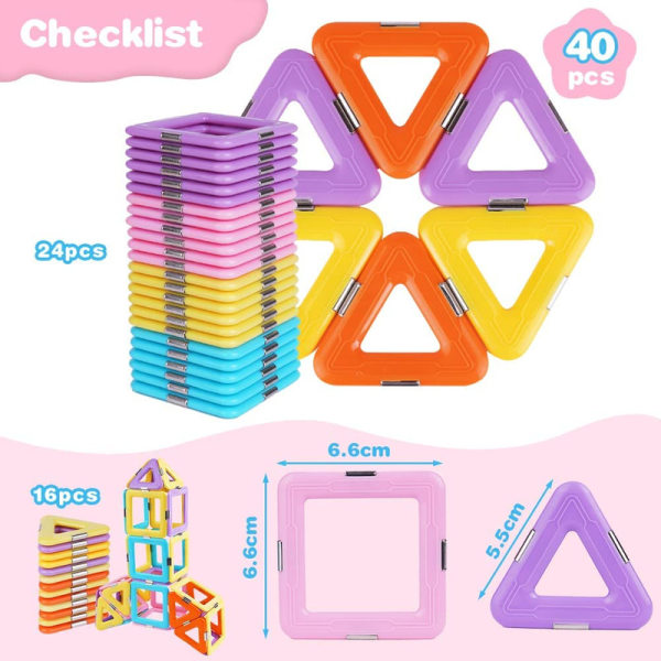 40 st Magnetiska byggstenar för barn Magnetiska block