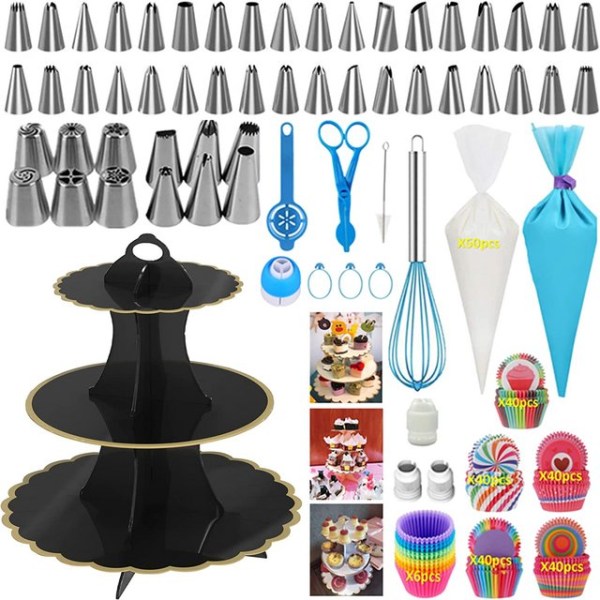 Liquor Fabric Set, Cupcake Stand, Baking Supplies for Cake Toppers(303 pcs)
