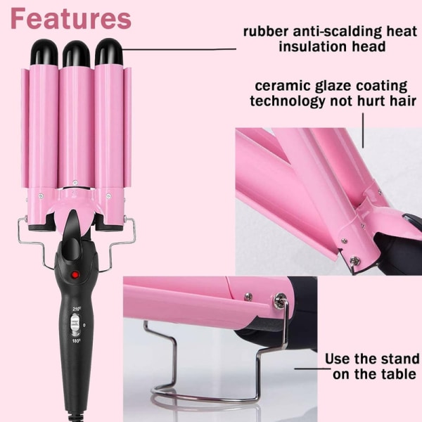 Hair Wave Iron, Curling Iron 3 Barrels 25mm, Iron for Hair Ceramic