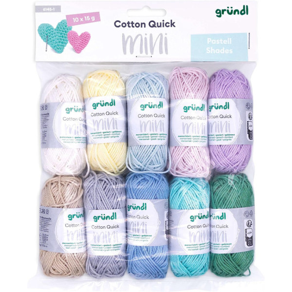 Ull Cotton Quick Mini Shades of Pastell stickning och virkning set 10 x 15 g,