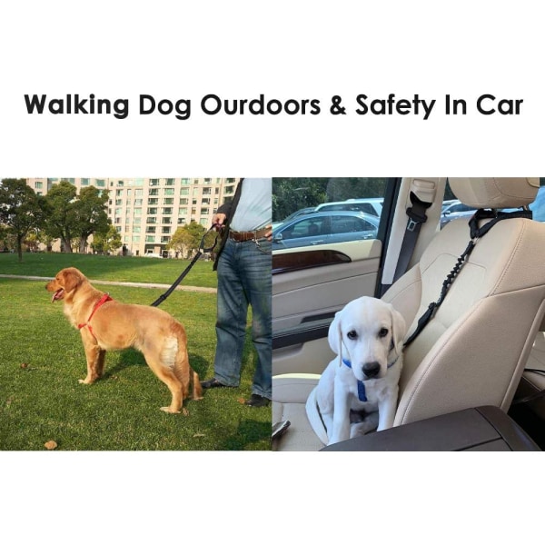 Universal hundsäkerhetsbälte för nackstöd för bil - 2-pack (svart)