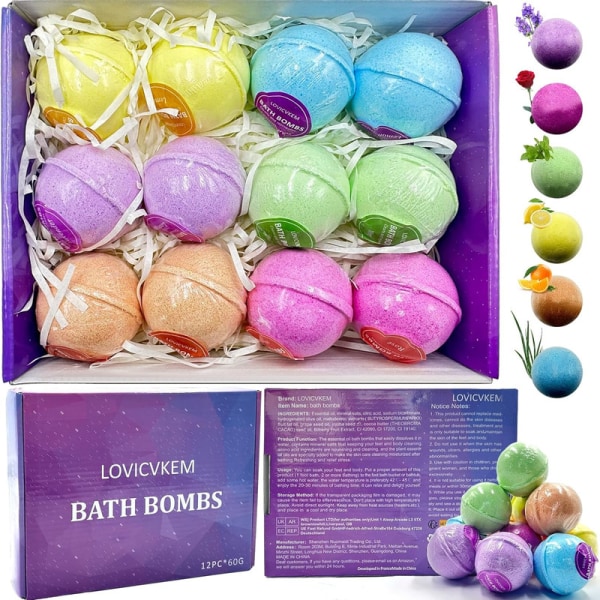 Set med 8 badbomber perfekt present till mor, fru, dotter och flickvän. Bath Bombs set,