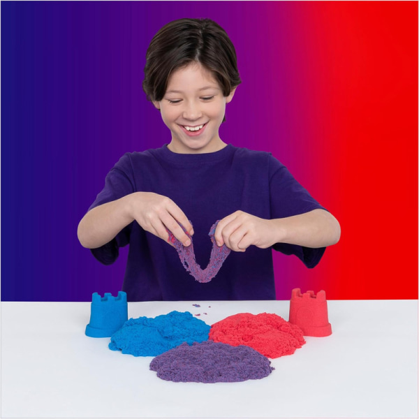 Rainbow Mix Set med 3 färger Kinetic Sand (382g) och 6 verktyg, för barn från 3 år och uppåt