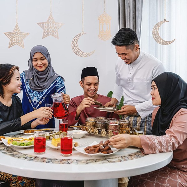 9 stycken prydnader trähänge Ramadan dekoration