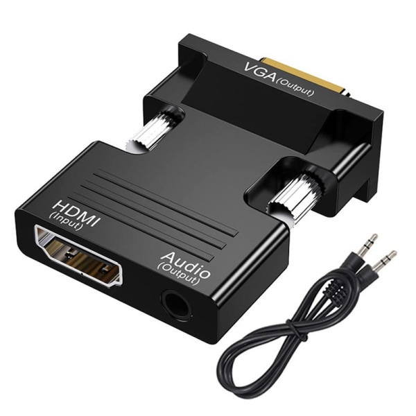 HDMI till VGA-adapter med 3,5 mm ljudkabel, 1080P 60Hz HDMI till VGA-omvandlare