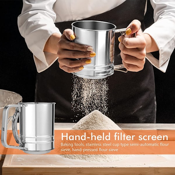 Stainless Steel Flour Strainer with OneHand Flour Strainer Fine Mesh