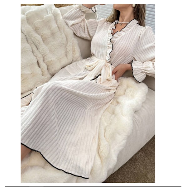 Ruffle Trim Belted Robe mediam  Size  44 (XL)