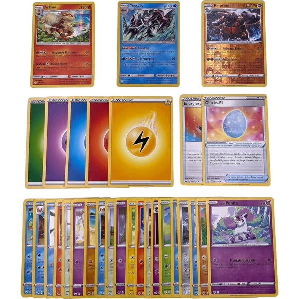 Pokémonkort, 30 olika plus 1 bonus holokort - tyska kort