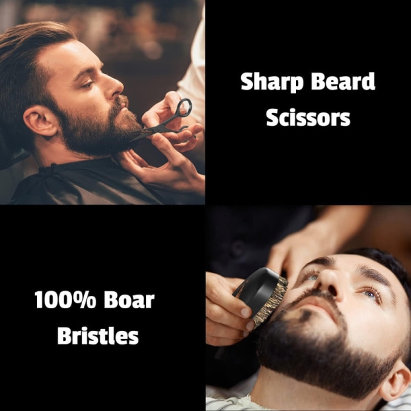 Skäggvårdssats för män, komplett set med skäggolja, skäggbalsam,
