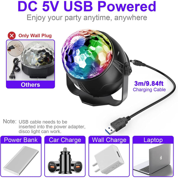 LED discoboll USB partyljus musikstyrd