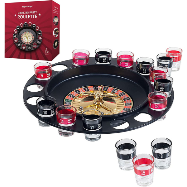 Roulette dryckesspel Partyspel med roterande hjul 16 snapsglas och 2 bollar