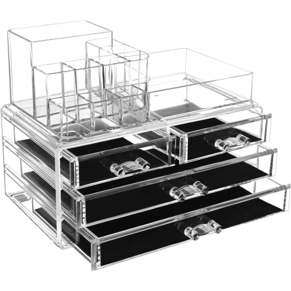 Förvaringslådor i akryl, 24 cm x 13,5 cm x 18,5 cm, 2 våning 4 lådor, stora