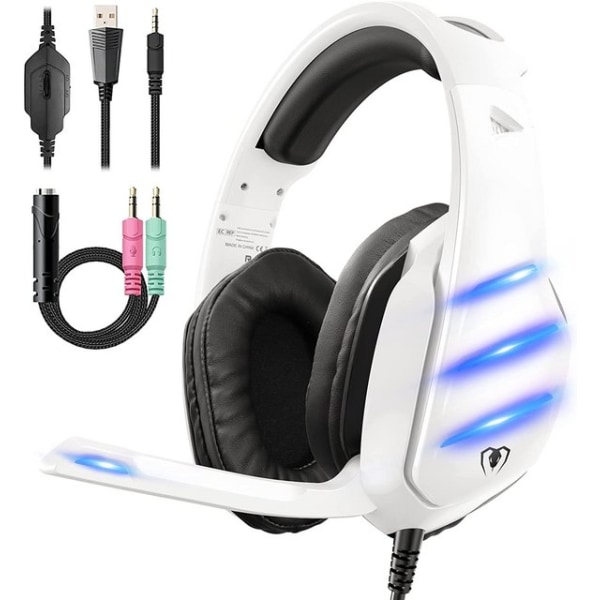 PS4 Gaming Headset, Large Earbuds, 3D Sound Microphone LED Audio,