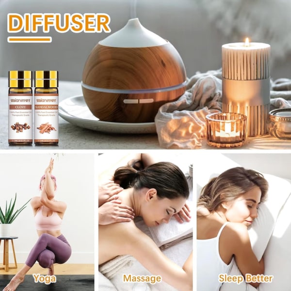 Aromaterapi eteriska oljor set 21x5ML, 100% naturlig aromdiffusorolja, doftande oljor presentset för diffusor, massage - lavendel, teträd, mynta, eukalyptus, rosmarin, bergamott