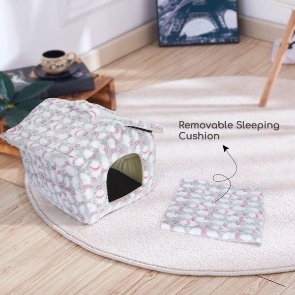 Pet Tent Cave Bed for Cats Small Dogs - 42x39x33cm Soft Plush Pet Cave/Cat Bed with Removable