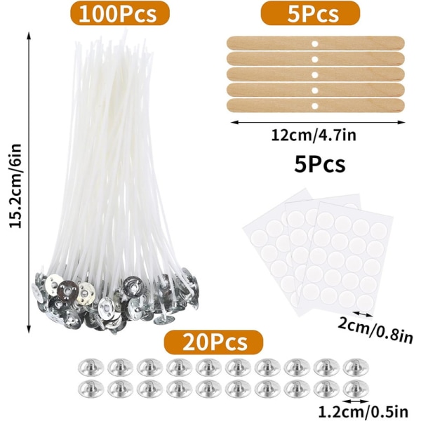 Veke för Ljustillverkning 100 st 15 cm Långa Vaxade Veke-set med Ljusvekehållare