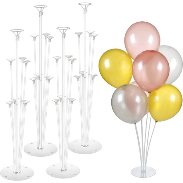 4-pack ballongställ med 28 ballonger, ballongfäste för bröllop, födelsedagar, fester, transparent