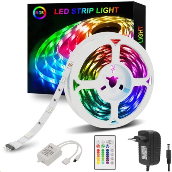 LED Strip 5m RGB LED Strip - 5050 Lysande LED Strips med fjärrkontroll, 16 färger