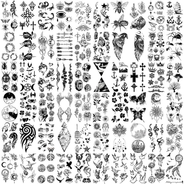 Temporary Tattoos 60 Sheets Collection Tats för barn Vuxna män och kvinnor