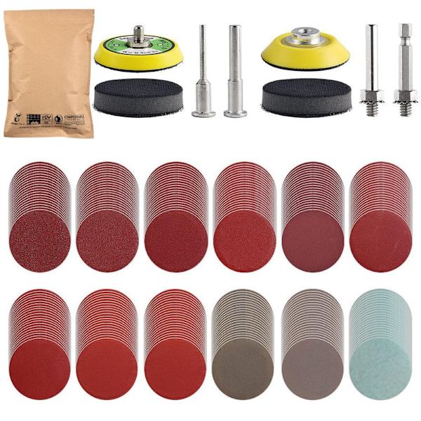 240 stycken 2 tums slipskivor kuddar 50 mm med 2 stycken 1/8 tum och 1/4 tums skaft