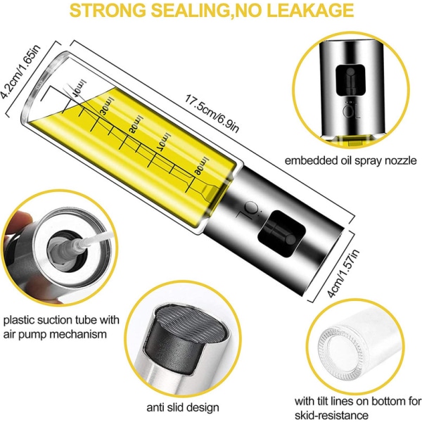 Oljespruta Oljesprayflaska - Oljespruta Olivolja Spray för matlagning 4 i 1 olja