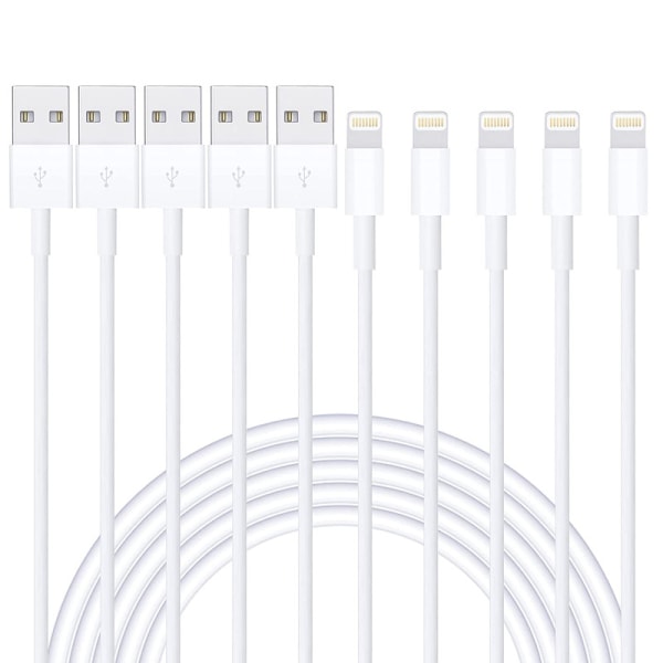 Lightning Cable, White, 2M, Pack of 5  iPhone 12/12 Pro/11/11 Pro/11 Pro Max
