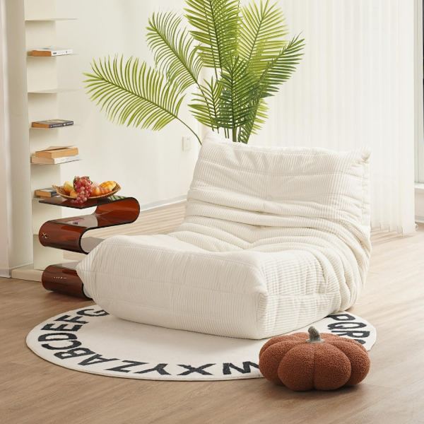 Togo Ensitssoffa - Beige - Ingen montering, Ergonomiskt helkroppsstöd, högdensitets fjädrande skum, Premium Soft-Touch-klädsel vit