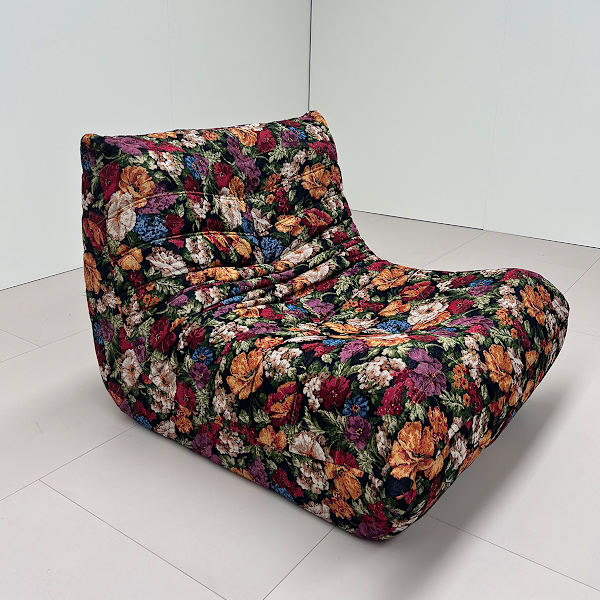 Blommigt mönster ensitsigt TOGO soffa - svart iris - ingen montering, ergonomisk design, dubbla lager skum komfort svart