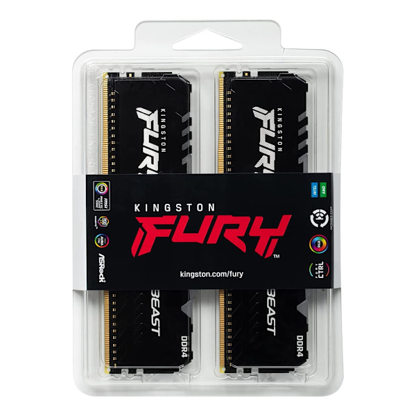 Kingston FURY Beast, 16X2(32) GB DDR4, 3200MHz CL16 Dual Channel Kit svart