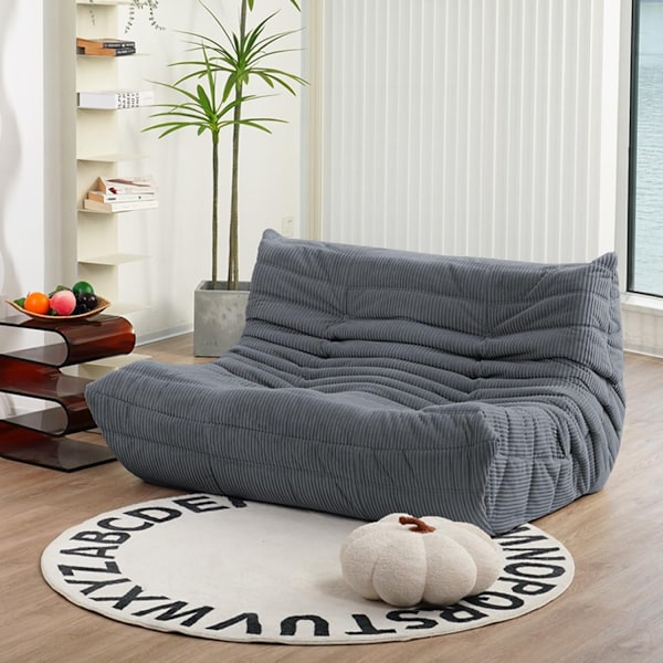 Togo Loveseat - Grå - Ingen montering, Dubbelskikts skumkomfort, Ergonomiskt stöd, Mjuk tygklädsel grå
